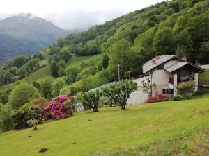 a house on a hill with a green field at Alloggio Starteri in Sordevolo