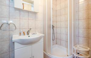 a bathroom with a sink and a shower at 1 Bedroom Amazing Apartment In Karlobag in Karlobag