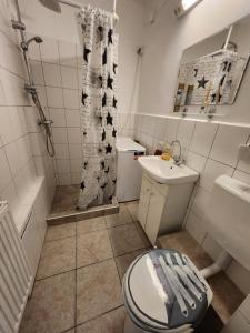 A bathroom at Orsi Apartman / vendegház
