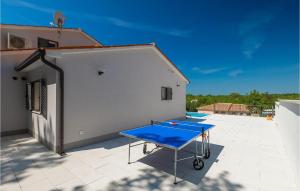 un tavolo da ping pong blu, seduto su un patio di Villa Aurora Labin a VeliGolji Altre 44 foto