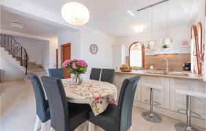 kuchnia i jadalnia ze stołem i krzesłami w obiekcie Three-Bedroom Holiday Home In Vabriga w mieście Vabriga