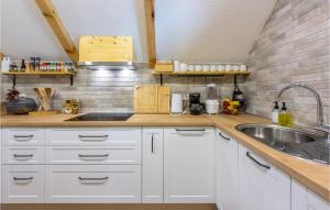 a kitchen with white cabinets and a sink at Cozy Home In Buzim With Sauna in Bužim