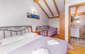 Кровать или кровати в номере Amazing Home In Lubenice With Wifi