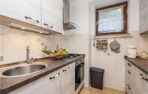 a small kitchen with a sink and a stove at Cozy Home In Vele Mune With Wifi in Vele Mune