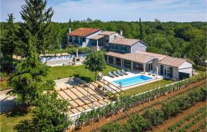 een luchtfoto van een huis met een zwembad bij Villa Pepi in Pulići