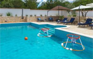 a swimming pool with two baskets and a basketball in it at Villa Allegra Istriana in Pula +47 photos