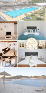 a collage of photos of a hotel and a pool at A Casinha do Canto in Moura