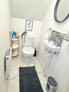 a small bathroom with a toilet and a sink at Riverdale Cosy home for business,contractors,retreat in Ollerton