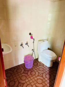 a bathroom with a toilet and a sink at Shiny spices Homes in Thekkady +9 photos