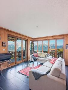 Khu vực ghế ngồi tại Apt Veysonnaz avec terrasse et vue imprenable