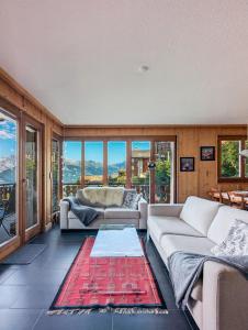 Khu vực ghế ngồi tại Apt Veysonnaz avec terrasse et vue imprenable