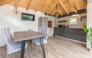 a kitchen and dining room with a table and chairs at Lovely Apartment In Polaca With Wifi in Polača