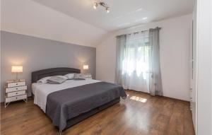 a bedroom with a bed and a large window at Lovely Apartment In Polaca With Wifi in Polača +25 photos