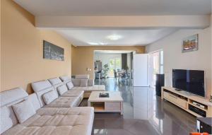 a living room with couches and a flat screen tv at Villa Amelie in Vicani