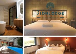 Un ou plusieurs lits dans un hébergement de l'établissement Dionbulles & Dionlodge Guesthouse, Private Wellness pool in option