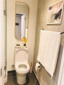 开普敦Studio的配有白色马桶和镜子的浴室