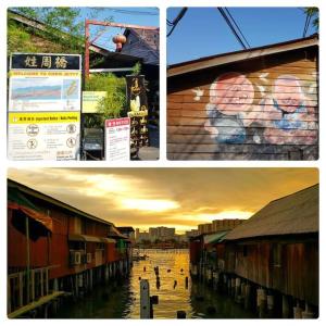 a collage of pictures of a city with buildings at Heritage Loft on Beach Street near UNESCO Zone & Street Art 2 in George Town