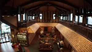 an overhead view of a lobby of a building at RiverBank Lodge in Petersburg