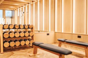 a room with a bunch of wine barrels at The Scotsman Hotel in Edinburgh