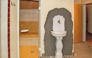 a bathroom with a white toilet in a room at Schoene Ferienwohnung in Kirchberg in Tirol +5 photos