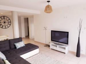 Jacob-BellecombetteVue imprenable avec terrasse de 100 m2的配有沙发和平板电视的客厅