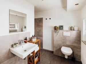a bathroom with a sink and a toilet at Mainzauber Apartments Miltenberg in Miltenberg +67 photos