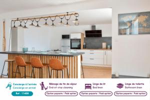 Cucina o angolo cottura di À 100m du port de Loctudy, bel appartement pour 6