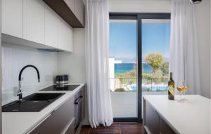 a kitchen with a sink and a counter with a window at Pet Friendly Home In Zidarici With Wifi in Vantačići