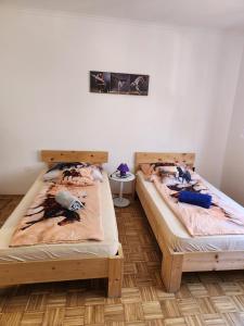 Posteľ alebo postele v izbe v ubytovaní Orsi Szálláshelyek Kecskemét 2