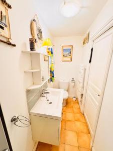 a bathroom with a sink and a toilet at Pied à terre au Gabelou à Port Fromentine in La Barre-de-Monts +11 photos