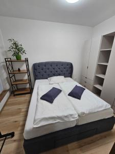 Postel nebo postele na pokoji v ubytování City apartment with moutain view - free parking
