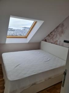 ズラティボールにあるZlatibor Zlatni danの窓のある部屋のベッド