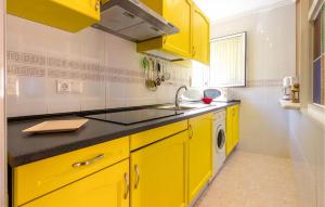 żółta kuchnia ze zlewem i zmywarką do naczyń w obiekcie Cozy Apartment In Torrevieja With Wifi w mieście Torrevieja