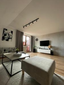 Televízia a/alebo spoločenská miestnosť v ubytovaní Apartmán D3