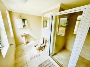 a bathroom with a toilet and a shower at Hotel Vibes Cape Town Plattekloof in Cape Town