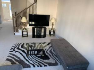 a living room with a couch and a flat screen tv at Brand new house in Ottawa