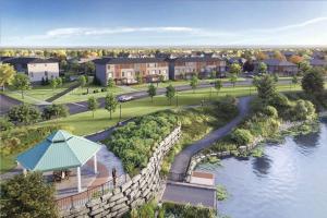 an architectural rendering of a river with buildings and houses at Brand new house in Ottawa