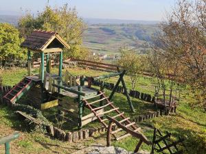 une aire de jeux au sommet d'une colline avec un belvédère dans l'établissement Mi-Ma Land, à Donje Orešje