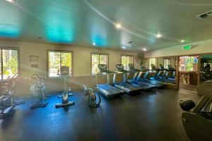 een fitnessruimte met cardio-apparatuur erin bij Gold Bend Getaway in Truckee