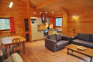 a living room with a couch and a table at Gite De Boshut in Oignies-en-Thierache