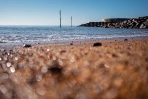 a beach with a pier in the water at Bridport Arms Hotel in West Bay +13 photos