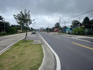 an empty street with a tree on the side of the road at Casa Colibrí, entera, Volcán in Volcán +1 photo