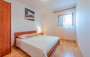 a white bedroom with a bed and a window at Gorgeous Apartment In Kustici With Wifi in Kustići