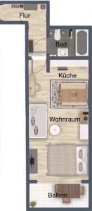 a floor plan of a small house with the names at Ferienwohnung Darosa Gipfelglück in Seeg