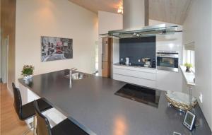 a kitchen with a large black counter top in a room at Holiday Home Bronzehøjen Højslev in Bøstrup