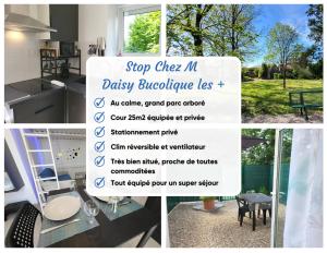 a collage of photos with a sign in a kitchen at Daisy Bucolique #Parking #Terrasse #Calme in Irigny