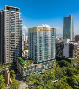 an aerial view of a city with tall buildings at InterContinental Taichung by IHG in Taichung