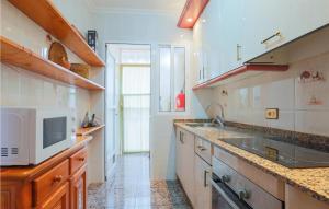 eine Küche mit Spüle und Mikrowelle in der Unterkunft Pet Friendly Home In Los Alcazares in Los Alcázares