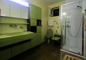a bathroom with a shower and a sink and a toilet at Rooms Branka in Križevci