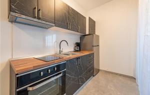 kuchnia ze zlewem i lodówką ze stali nierdzewnej w obiekcie Nice Apartment In Vir With Wifi w mieście Vir